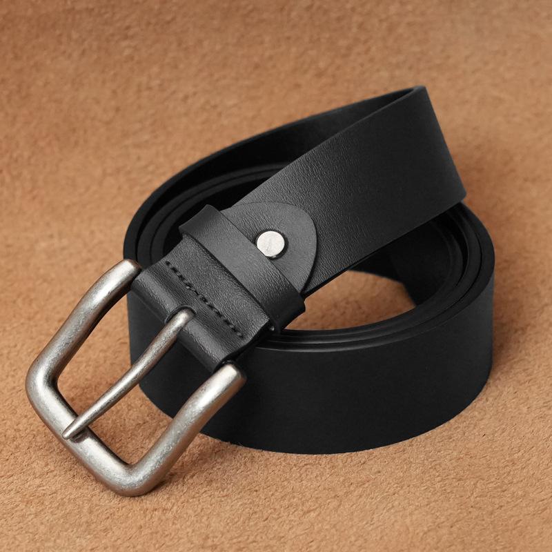 Ремень ручной работы для мужчин из натуральной кожи, универсальный ремень с пряжкой-гвоздиком из чистой воловьей кожи для молодых людей, ретро, повседневный, простой, для брюк, для среднего возраста
