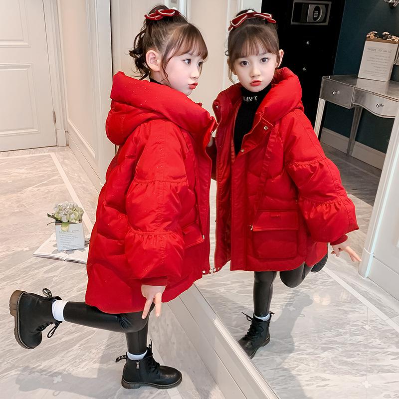 Зимняя куртка с хлопковой подкладкой для девочек, стильное утолщенное однотонное пальто с хлопковой подкладкой для больших девочек