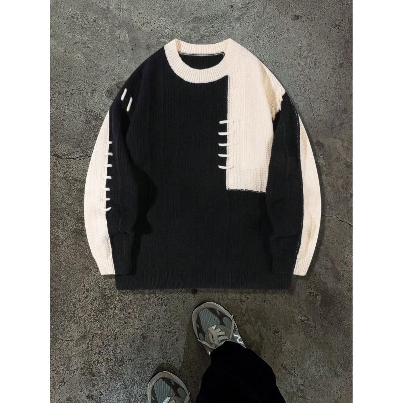 Unisex Oversized Knit Sweater With 3D Graphic Print Relaxed Fit Streetwear Pullover Winter