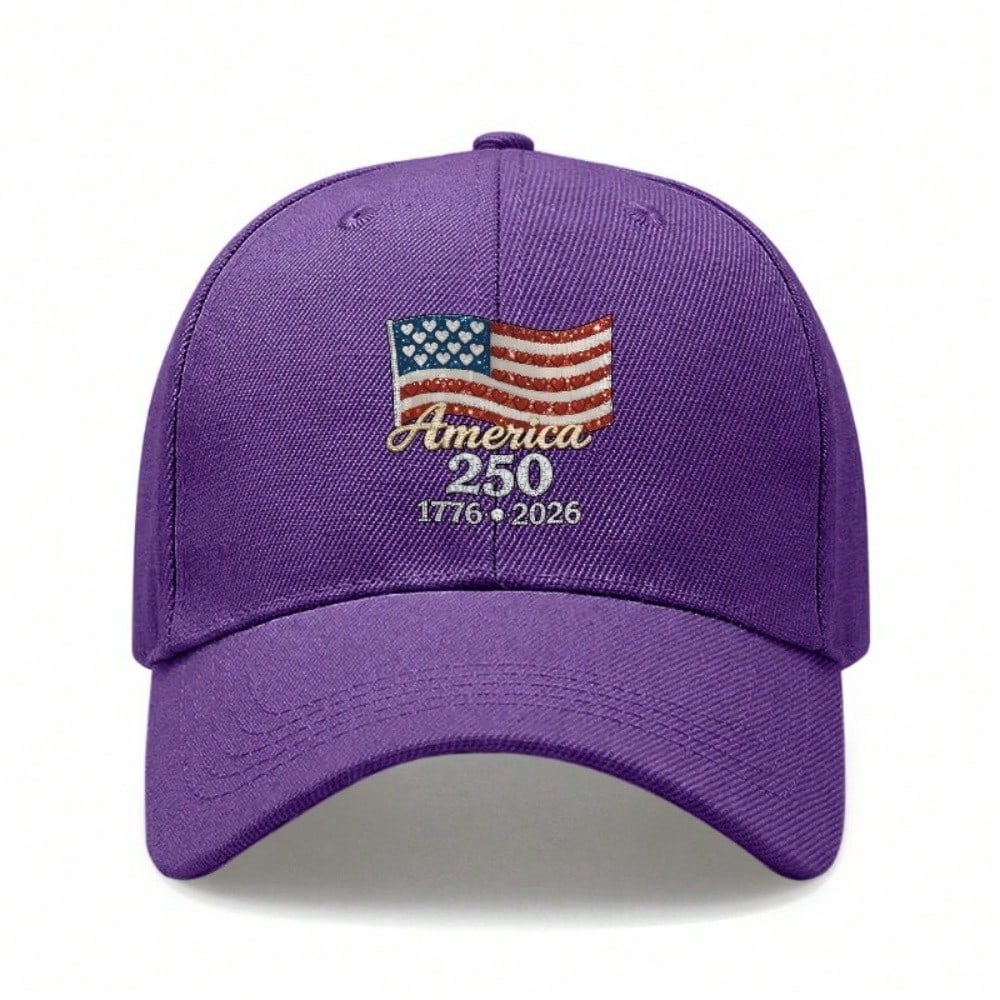 [Patriotic Baseball Cap] 250Th Anniversary Unisex Letter "America 250" Print Black Polyester Adjustable Breathable Curved Brim Casual Outdoor Sports