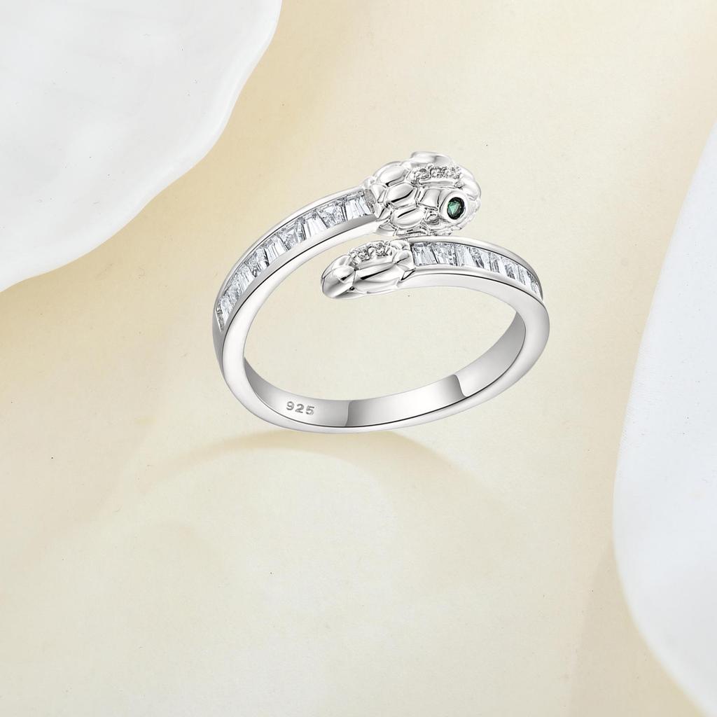 925 Sterling Silver Adjustable Snake Ring - Women's High-End Luxury Niche Design