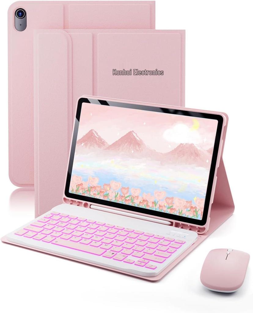 Чехол-клавиатура RGB Bluetooth и бесшумная мышь для iPad 10-го поколения 11 дюймов 10,9"