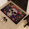 Halloween Smiling Flowers Skull Doormat Soft Rug For Bedroom Living Room Carpet Welcome Mat Outdoor Carpet Home Decoratio