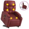 Massage Recliner with Rising Function Burgundy Faux Leather