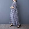 Летний цвет Отпускной стиль Туризм V-образный вырез Ретро Длинная юбка Хлопково-льняное платье