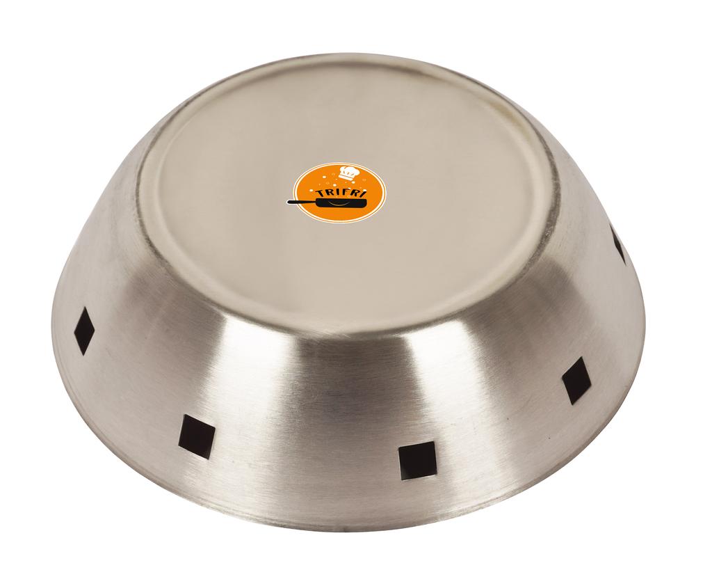 Trifri Stainless Steel Round Platter Basket For Chapathi, Naan Serving Bread Meal Tableware Steel Bread Basket For Serving
