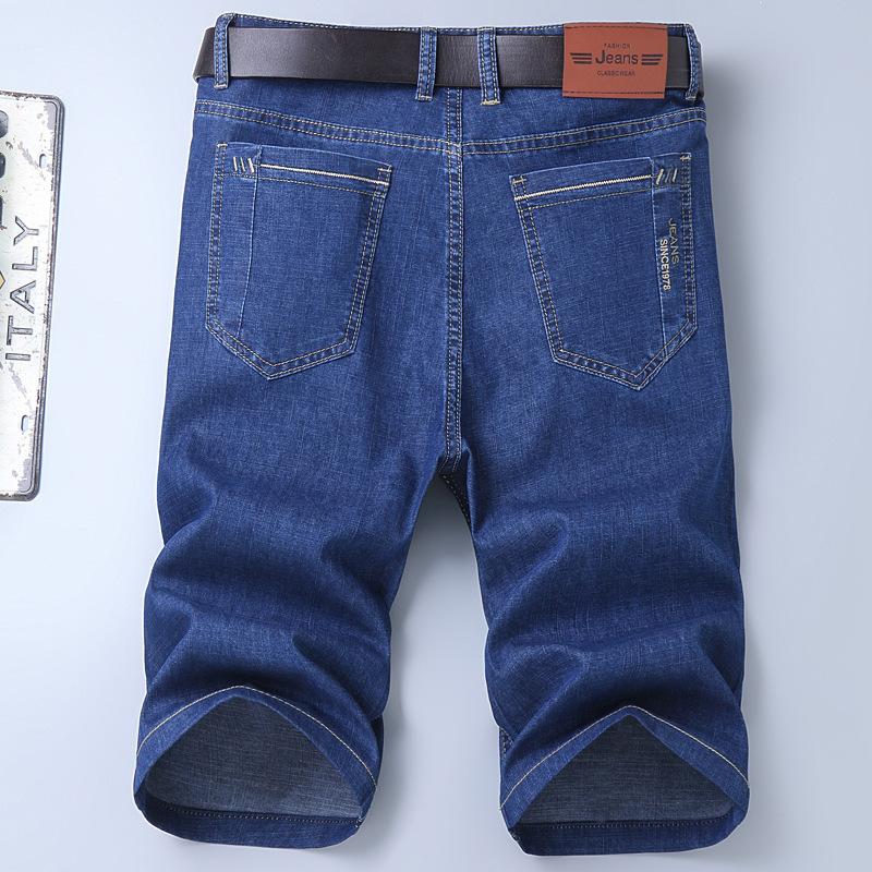 Летние мужские джинсовые шорты тонкие с вышивкой деловые повседневные прямые короткие джинсы одежда черные синие