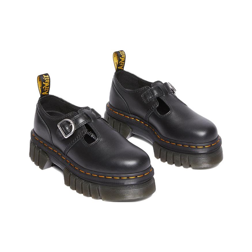 Dr. Martens Audrick Кожаные Модные Туфли на Платформе с Пряжкой Женская Обувь Черный 30685001