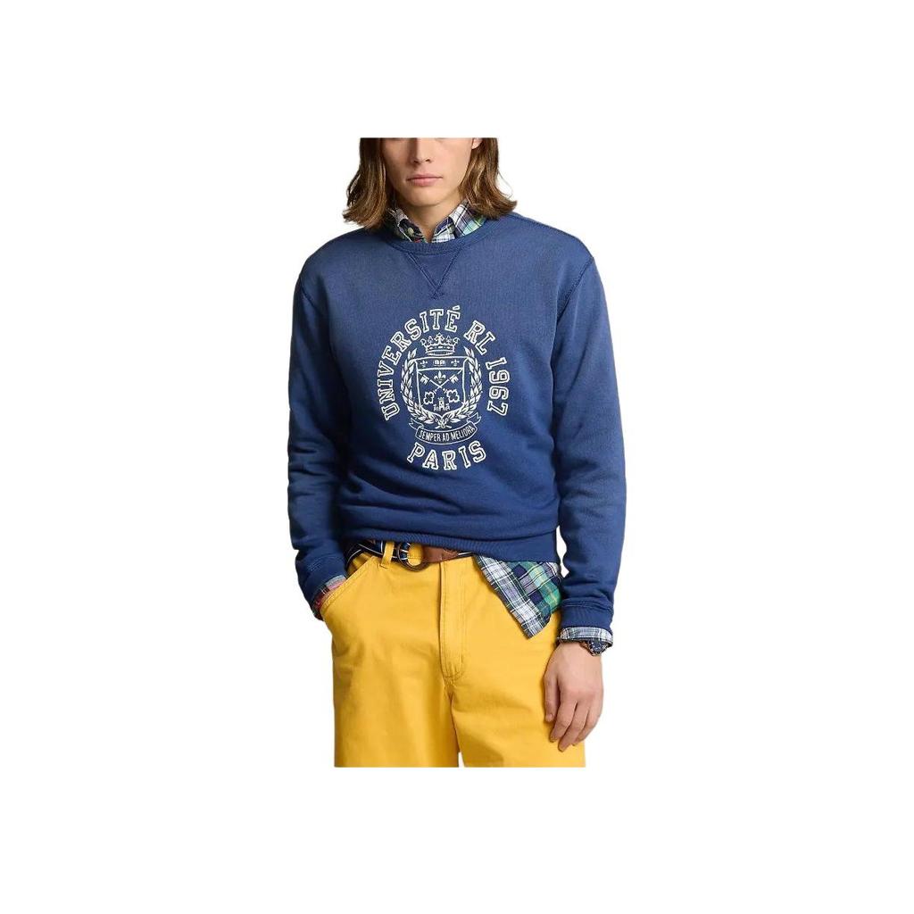Polo Ralph Lauren Флисовая толстовка с принтом Круглый вырез Вышивка с логотипом Приталенный крой Длинный рукав Мужская толстовка Темно-синий MNPOKNI16823-562