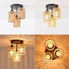 Retro Vine Pendant Light 3-Lights Rattan Light Fixture Light Chandelier Lighting Hand-woven Wicker Ceiling Light Restaurant