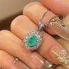 Huayue Jewelry Set S Silver Needle Earrings Necklace Simulation Paraiba Emerald Female