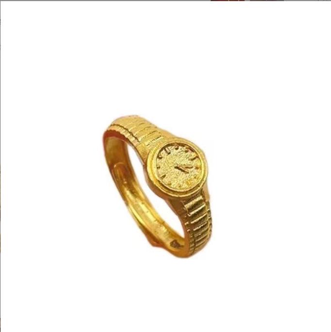 Женское золотое кольцо-часы 520 Признание: Маленький, регулируемый, нишевый подарок для девушки