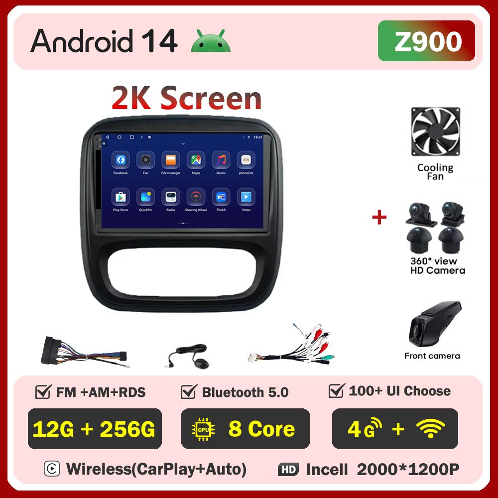 Android 14 интеллектуальные автомобильные системы для Renault Traffic 3 2014 - 2021 для Opel Vivaro B 2014 - 2018 автомобильный радиоплеер стерео головное устройство