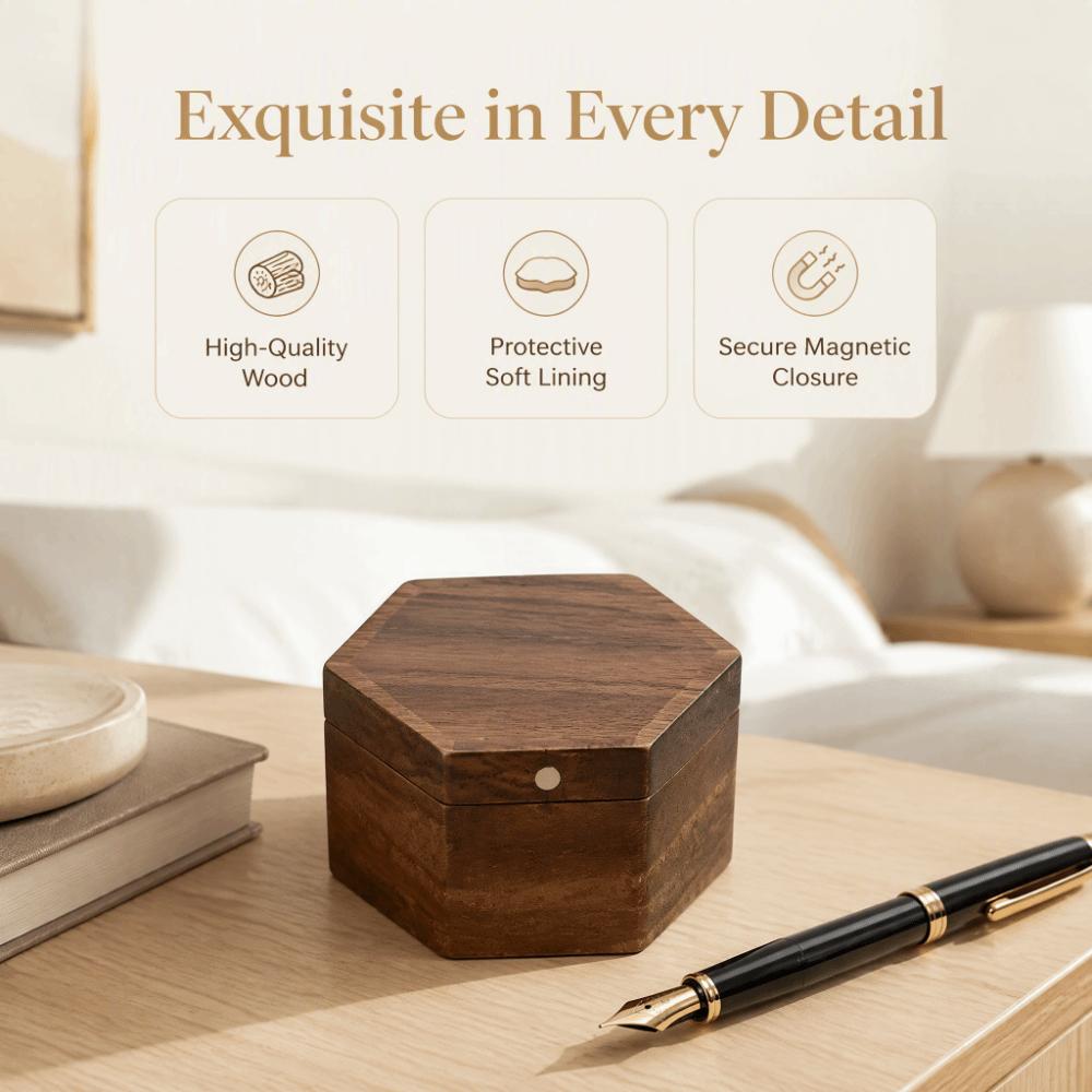 Velvet Lining Ring Display Box Retro Couples Ring Box Classic Wooden Jewelry Box Engagement Gift