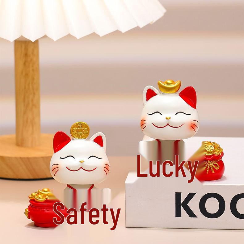 Счастливый кот смола держатель для мобильного телефона - Милое украшение для офисного стола, подарок
