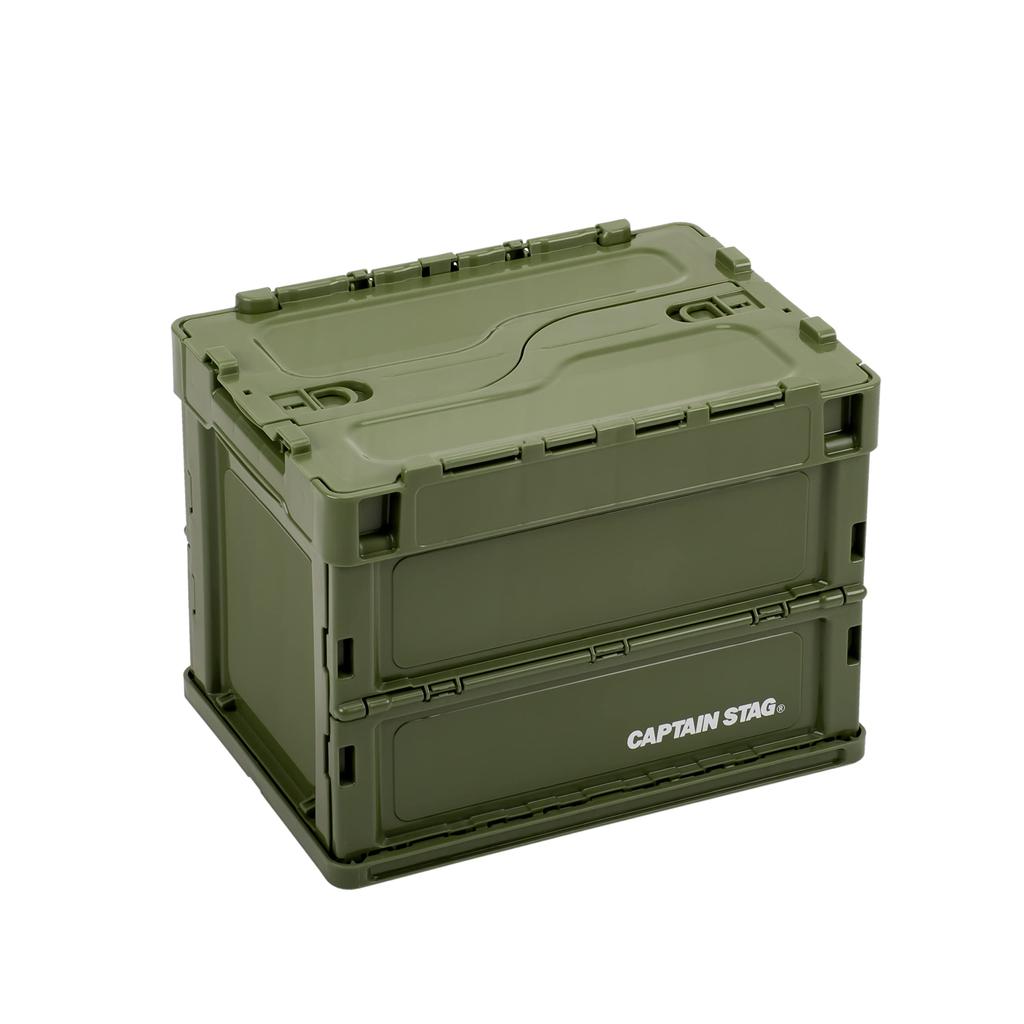 CAPTAIN STAG (CAPTAIN STAG) Oricon Folding Container FD Container with Lock Lid Capacity 20L Made In Japan Olive UL-1081