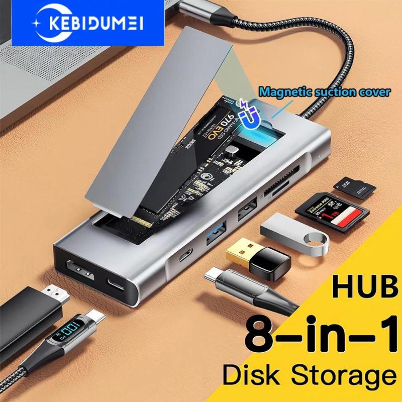 USB-хаб 8-в-1 корпус для M.2 NVMe SATA SSD накопителя USB3.2 Type-c к HDMI-совместимой док-станции для ноутбука USB-адаптер для Macbook