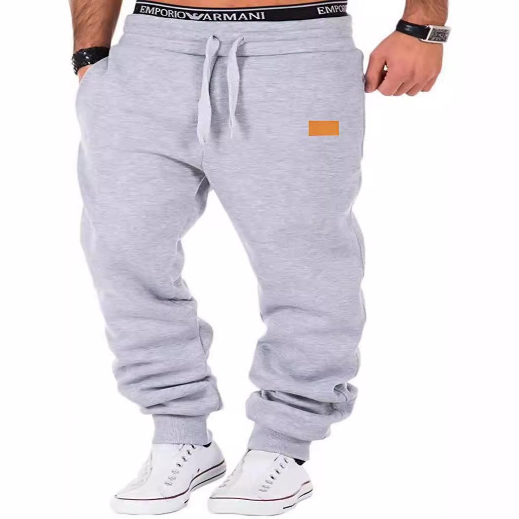 European and American Men's Casual Sports Trousers Elastic Belt Pants Sweatpants Leather Label Sewing
