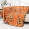 1pc Bohemian Floral Tassel Sofa Throw Blanket, Double-Sided Seasonal Couch Blanket, Summer Cool Quilt, Soft & Comfortable