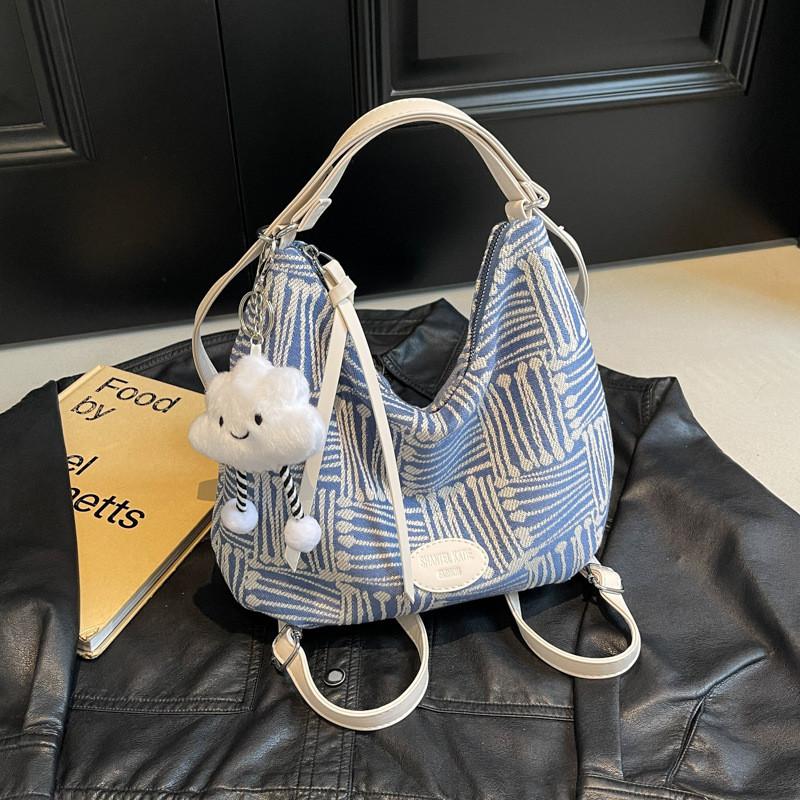 Ielgy Ladies High-End Feeling Autumn Winter Canvas One-Shoulder Large-Capacity Tote Bag