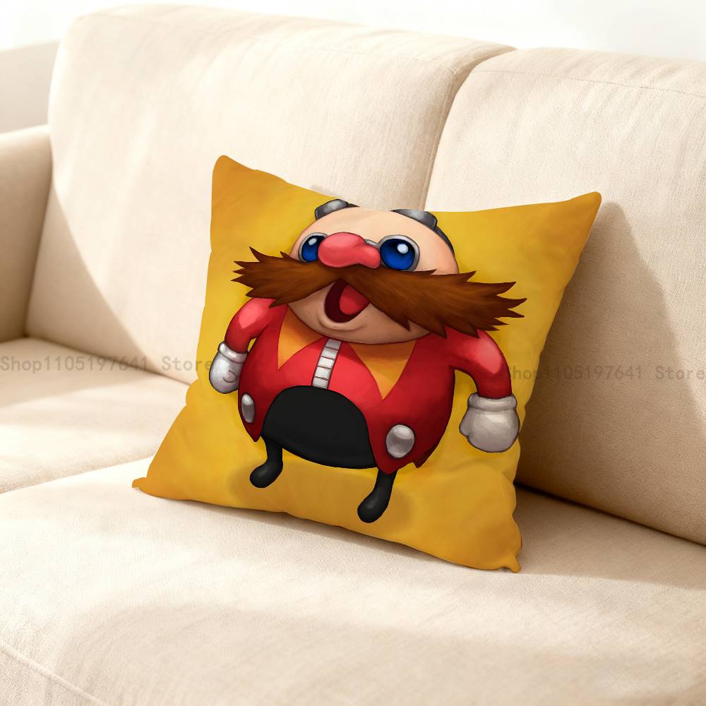 Without Hair Eggman Robotnik Anime Celebrity Merchandise All-Match Printed Pillow Case Sofa Car Office Room Decoration Protector