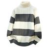 2026 Autumn Winter Men Striped Sweaters Men Turtleneck Casual Sweater Male Knitted Patchwork Jumper Man Streetwear Pullovers