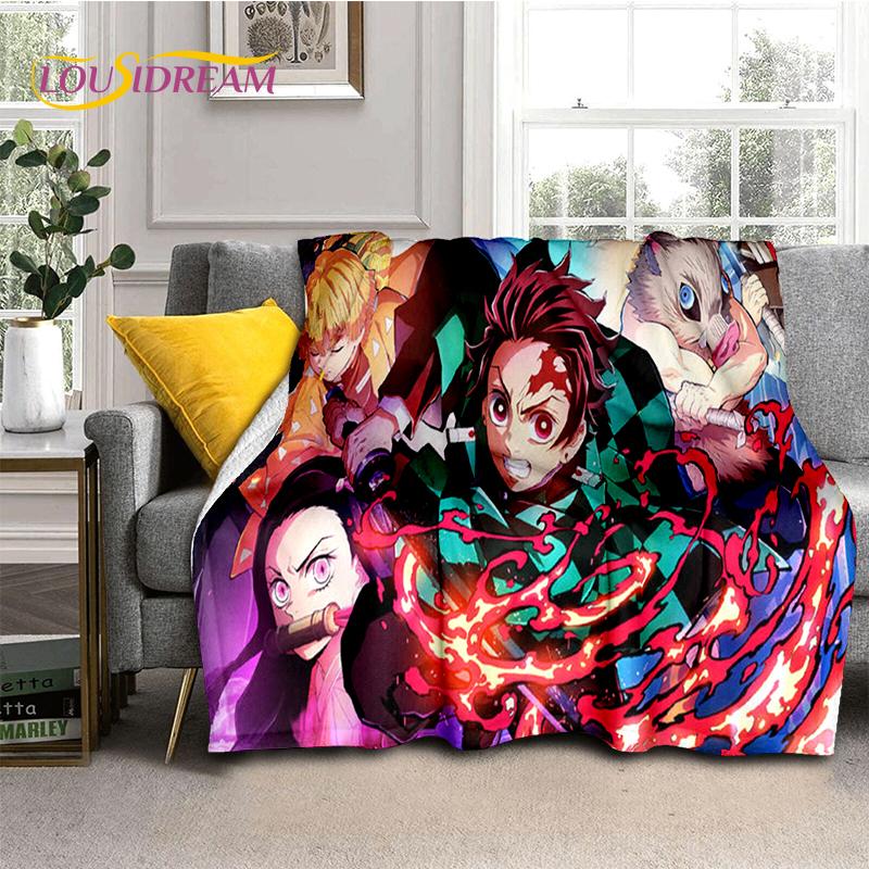 3D Demon Slayer Anime Kamado Nezuko Tanjirou Cartoon Blanket Soft Throw for Home Bedroom Bed Sofa Picnic Cover Child