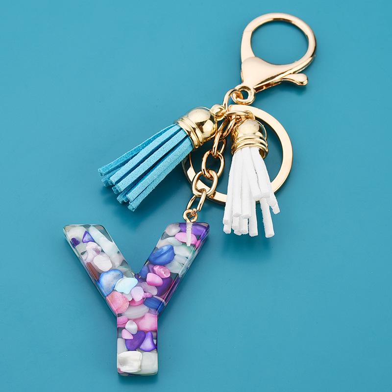 Colorful Acrylic Initial Tassel Keychain - Fashionable Jewelry