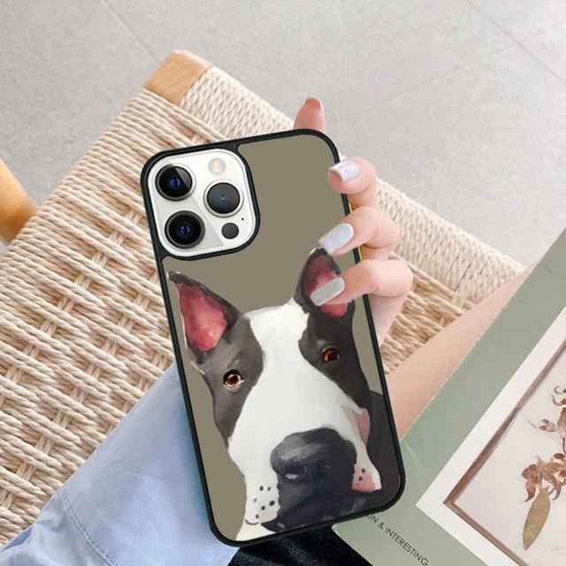 Bull Terrier Dog Puppies Funny Phone Case For iPhone 16 15 14 plus XR XS 11 12 13 Pro max Bumper Shell Cover coque