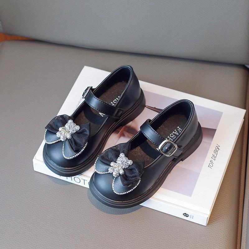 Весна Осень Девушка Кожаные Туфли Мэри Джейн Милый Медведь Бабочка Детские Туфли Принцессы Толстая Подошва Повседневные Детские Туфли Модные