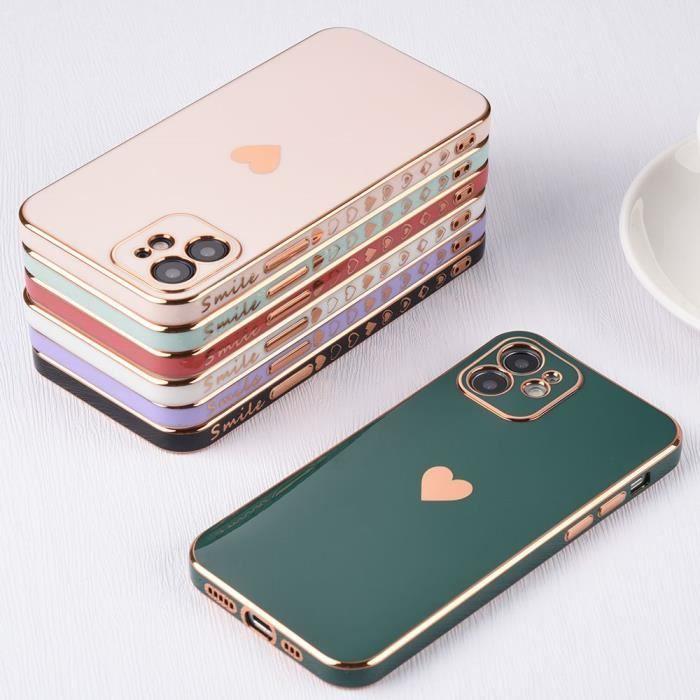 Coque - Amour-Mignon - pour iPhone 12 Pro Max - Vert nuit - Souple - Antichoc - Anti-Rayure