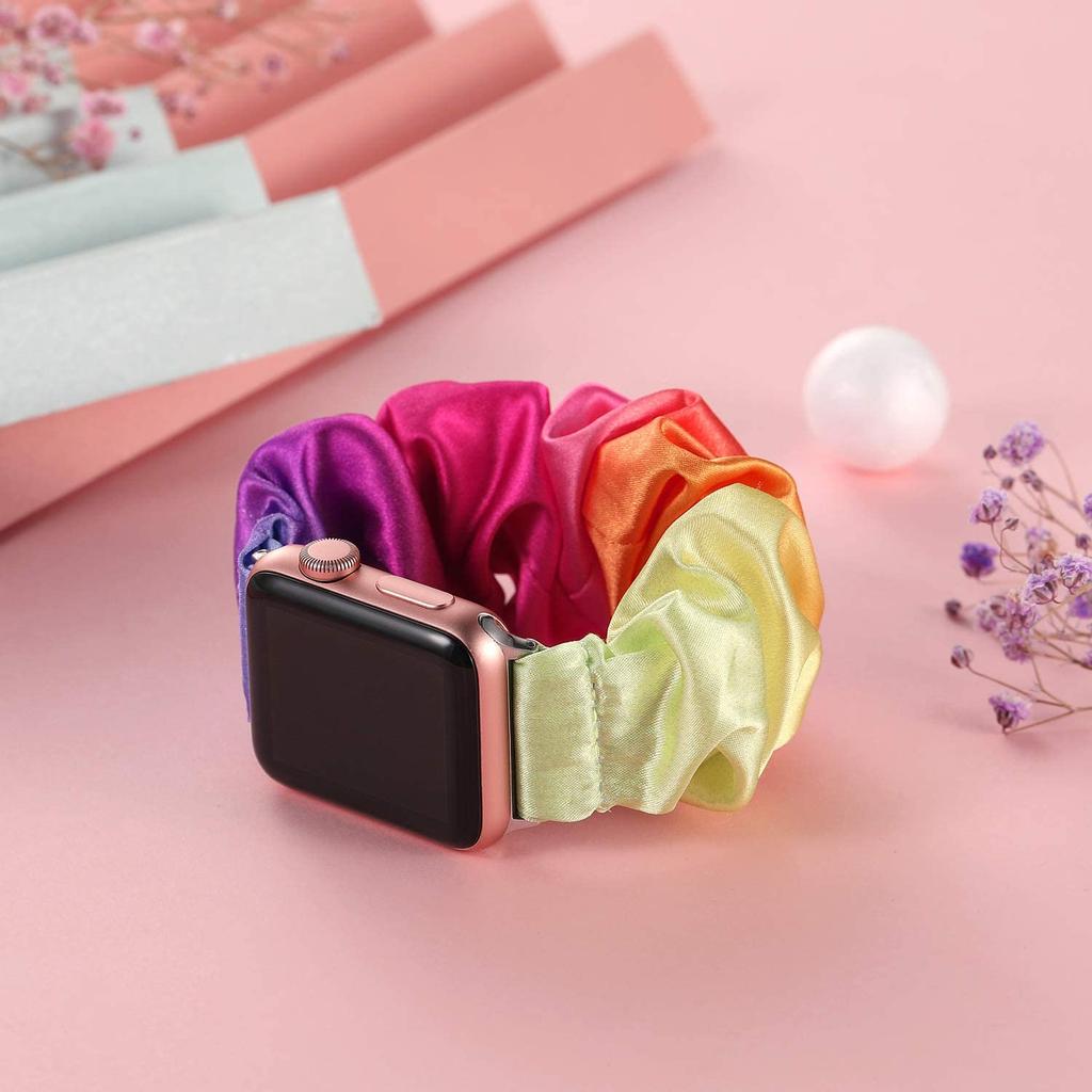 Scrunchie Strap for Apple watch 10 band 44mm 40mm 45mm 41mm 46mm 49mm Elastic Nylon bracelet iwatch series 3 4 5 6 7 8 9 ultra 2