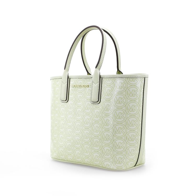 Michael Kors Jodie Classic Vintage Monogram Print Faux Leather Tote Bag Women Tote Mint-Green 35H1T2JT1C-ATOM
