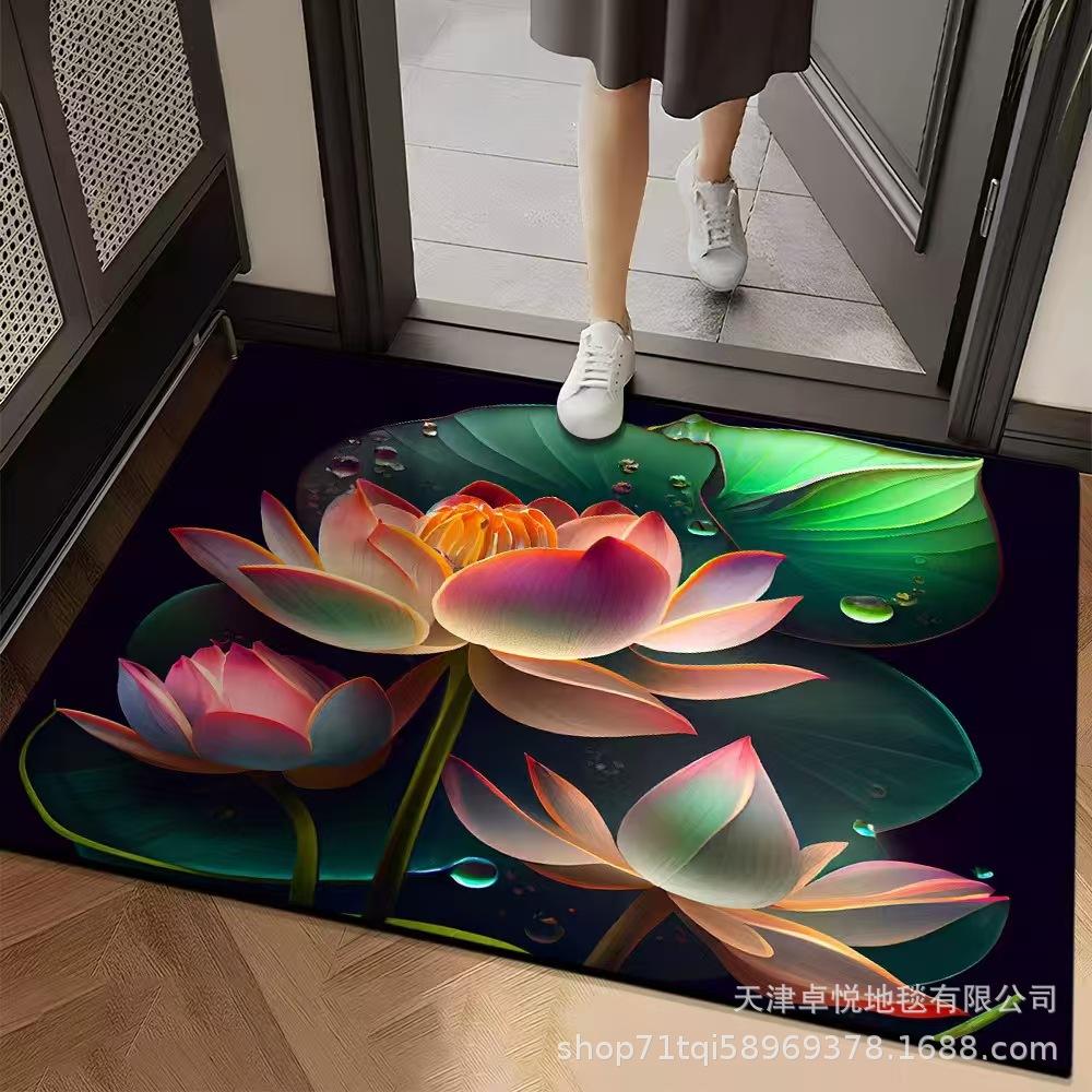 3D Цветочный коврик для пола, коврик для пола в ванной, грязеотталкивающий и нескользящий коврик для пола у входной двери