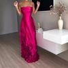 European and American New Design Sense Splicing Disc Satin Sexy Tube Top High Waist Dress Evening Dress