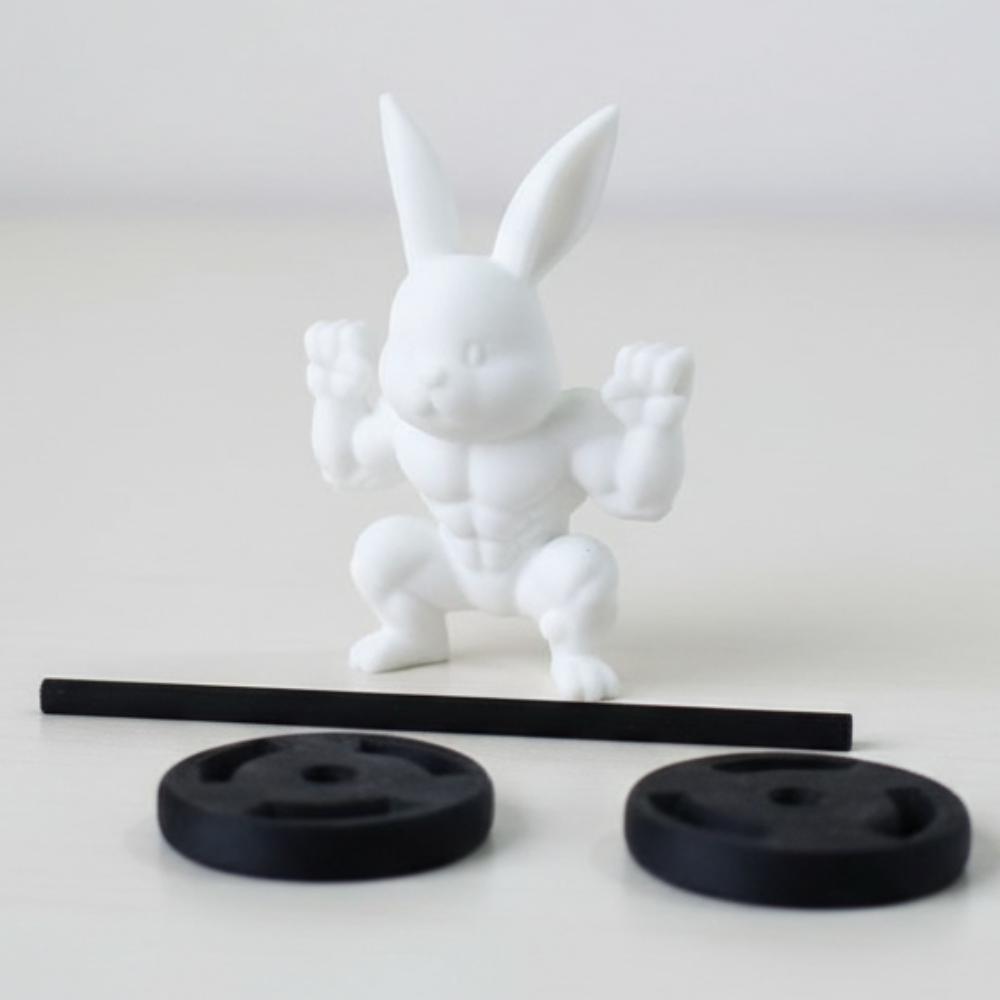 Cute Easter Fitness Rabbit Funny Plastic Muscular Rabbit Statue  Collectors Realistic Small Rabbit Ornament Home Desk Decor