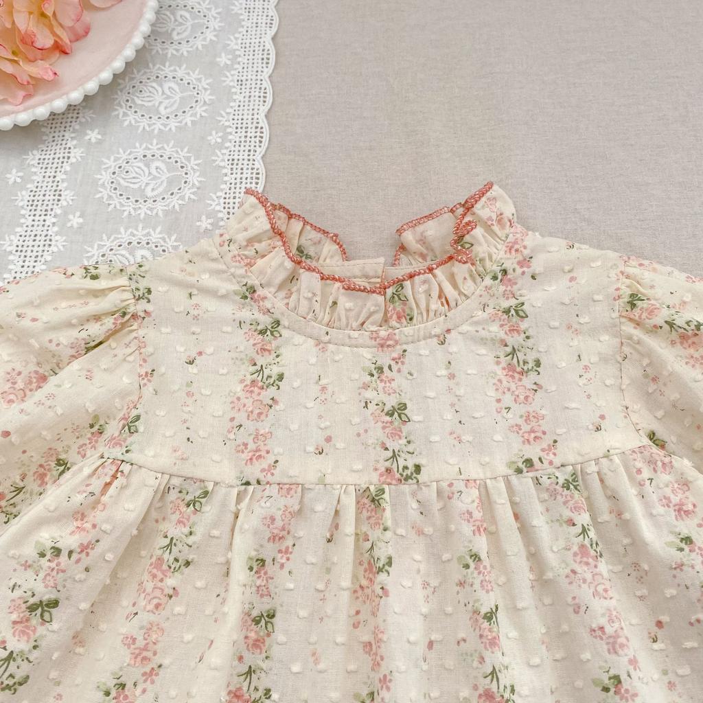 Baby Girl Set New Western-style Jacquard Floral Doll Top, Bread Pants Two-piece Set Baby Clothes