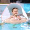 Baby Swimming Float with Canopy Splash Game Inflatable Pool Float Children Ring Toy Girls Basketball Game Bucket Pink Pony Ring