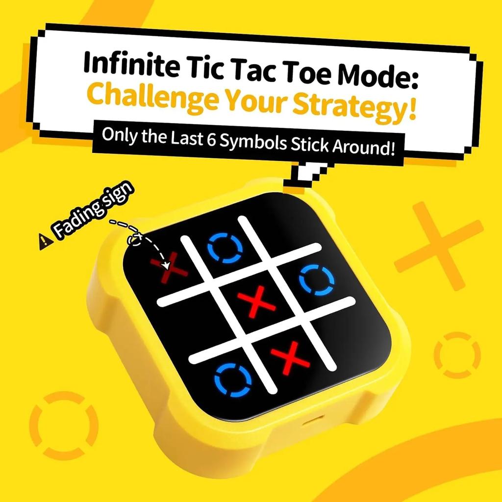 Portable Tic Tac Toe Game Console - Handheld Electronic Puzzle for Ages, Travel Toys with Memory Training & Montessori Gifts