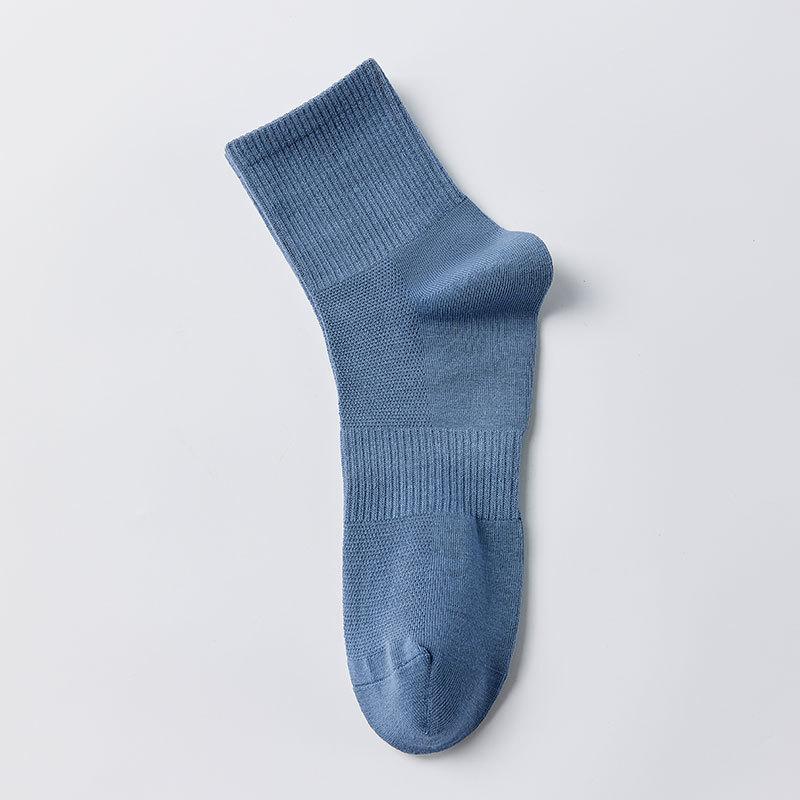Men's Spring and Summer Thin Business All-season Mid-top Mesh Cotton Socks, Pure Cotton Breathable Men's Business Solid Color Spring and Autumn Style