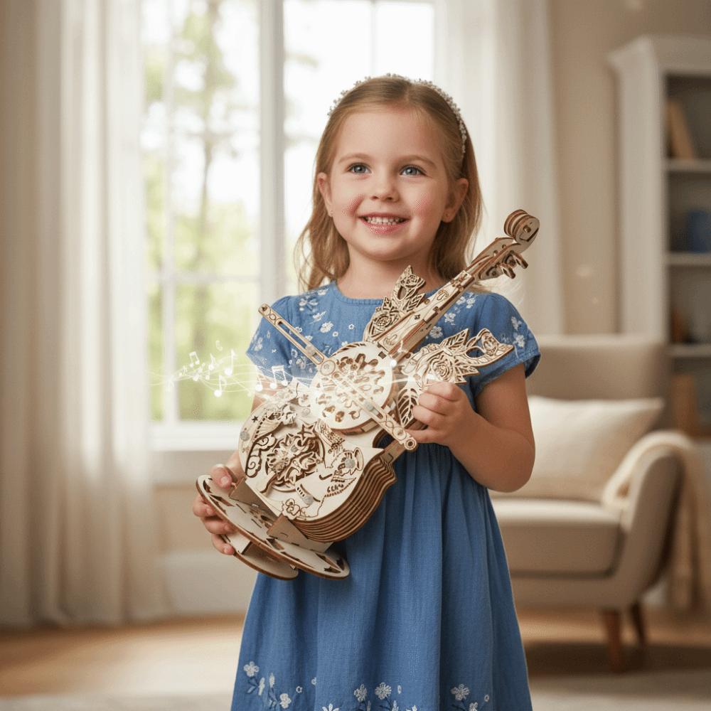 DIY Design Wooden Cello Model Wooden Material DIY Assembly For Kids 3D Puzzle Crafts Gift