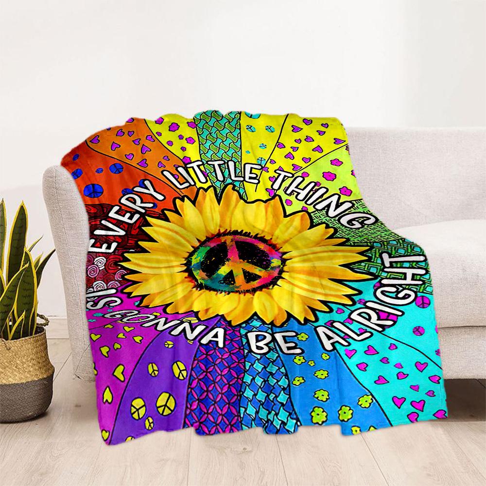 1pc Sunflower Initial blanket Soft and Warm for Sofa Office Camping Travel Livingroom Great Gift for Friends and Family Comfortable