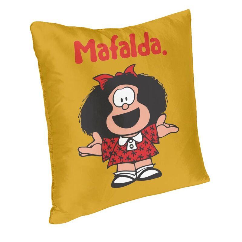 Happy Mafalda Square Pillow Cover Decoration Argentina Manga Quino Comic Cushion Cover Throw Pillow Sofa Doublesided Printing