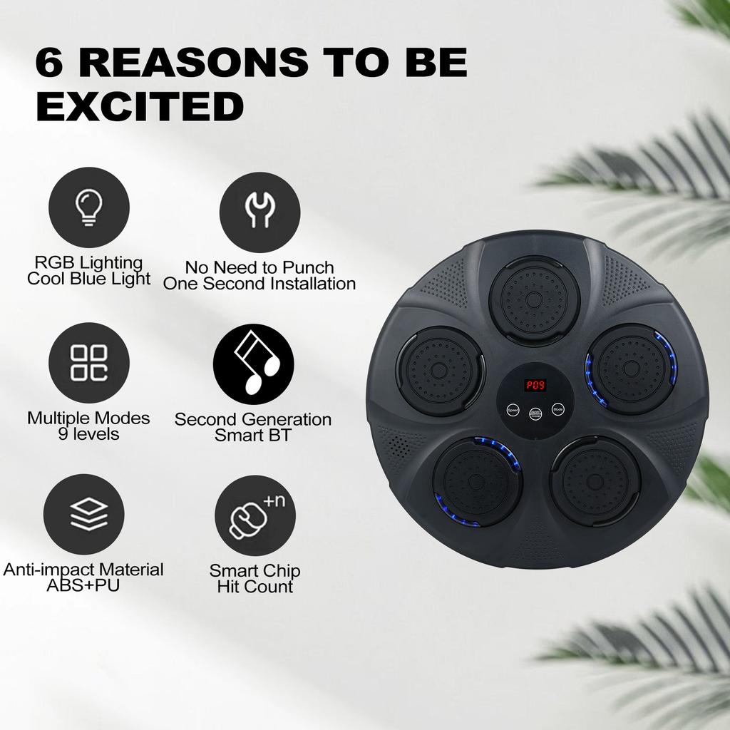 Музыкальный боксерский тренажер с боксерскими перчатками, настенный умный музыкальный боксерский тренажер, электронный бокс