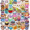 50 Cartoon Owl Stickers New Owl Owl Notebook Suitcase DIY Personality Stickers