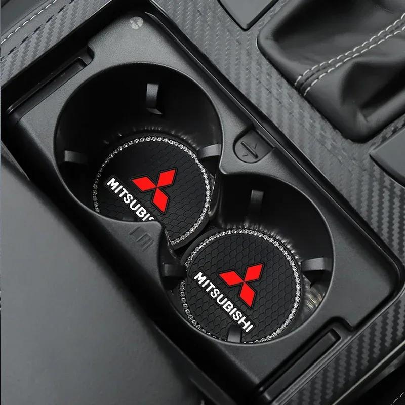 Diamond Car Water Cup Pad Anti-slip Bottle Mat for Mitsubishi Lancer Ex Mirage V33 G4 26 OTO ASX L300 Montero Eclipse L200 EVO