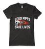 Personalised Loud Pipes Saves Lives Skull Flame Motorbike Adult And Kids T-Shirt