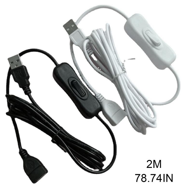 USB-удлинитель с переключателем, 2 м, USB-кабель от штекера к разъему для передачи данных и питания, подходит для USB-гарнитур