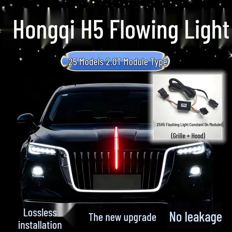 Модель 2526 Hongqi H5 Светящийся логотип - Стиль Xuan Ying Постоянное свечение Декодер решетки радиатора капота