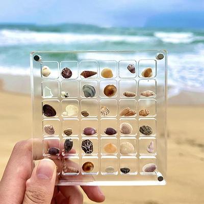 Акриловая коробка для демонстрации ракушек, коробка для хранения ракушек, прозрачная акриловая коробка-органайзер для хранения бриллиантов, драгоценных камней, бусин, маленькая коробка-органайзер для демонстрации поделок